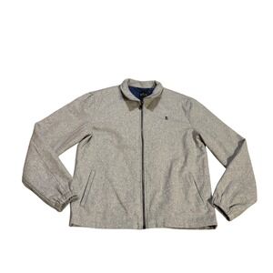 Qilo Mens Grey‎ Wool Blend Full Zip Harrington Jacket Pineapple Logo Size Medium